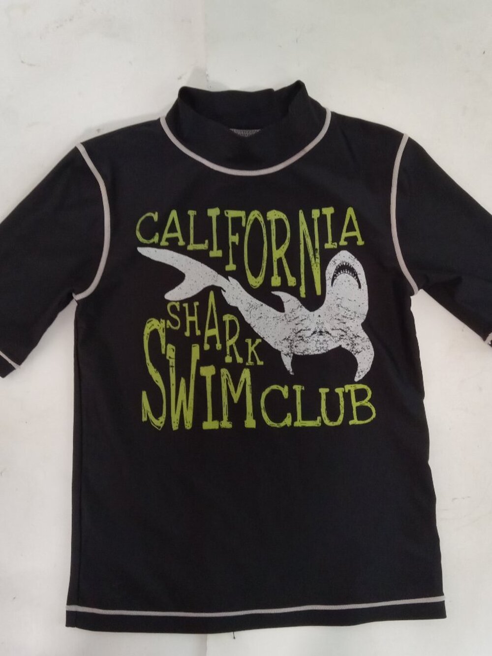 Cherokee Black California Shark Swim Club RASH Guard Shirt UV Protection S 6 7